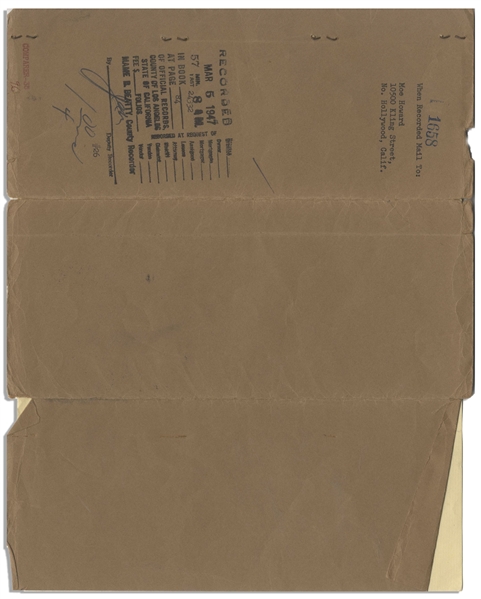 Moe Howard's Deed (as Moe Horwitz) for the Property of His Home, Unsigned, & Two Title Insurance Document for Same -- Dated July 1942 & March 1947 Measuring 8.5'' x 11'' -- Very Good Plus Condition